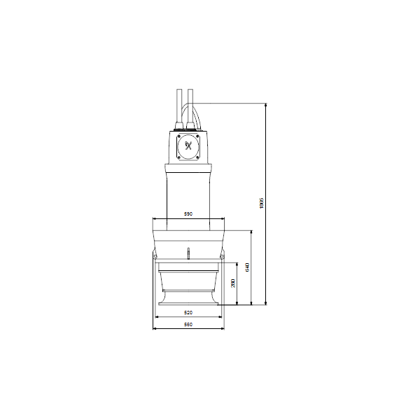 Дренажный погружной насос Grundfos для канализаций и водозабора KWM.600.65.4.T.50.335.M.40 артикул 99301521 – габаритный чертеж