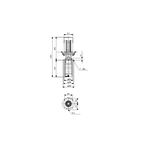 Полупогружной насос Grundfos MTR 15-10/10 A-W-A-HUUV артикул 96515748 – габаритный чертеж