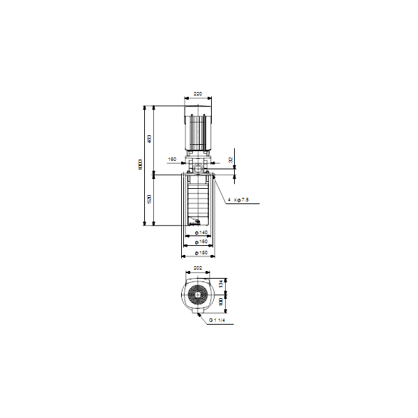 Полупогружной насос Grundfos MTR 8-13/13 A-W-A-HUUV артикул 98825709 – габаритный чертеж