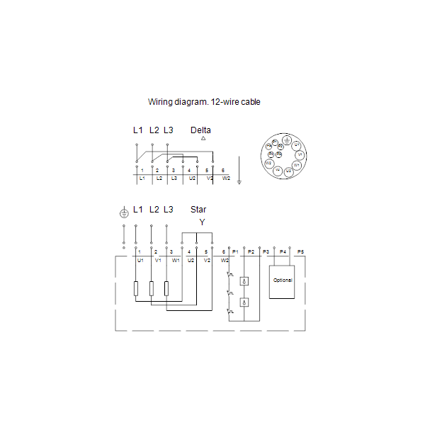 Погружной канализационный насос Grundfos SE1.95.150.185.4.52H.H.N.51D артикул 98174804 – схема подключения